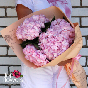 Classic pink hydrangea bouquet – Pink Magic, close-up view