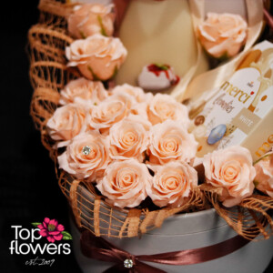 Cream-toned soap roses in a luxury gift box