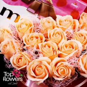Detail of pastel premium-quality soap roses