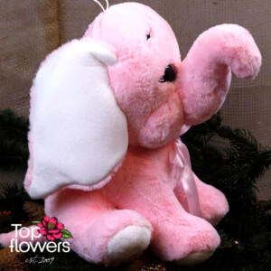 Elephant with heart and sound pink | 40 cm.