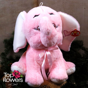 Elephant with heart and sound pink | 40 cm.