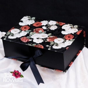 Decorative closed box with soap roses – stylish flower gift
