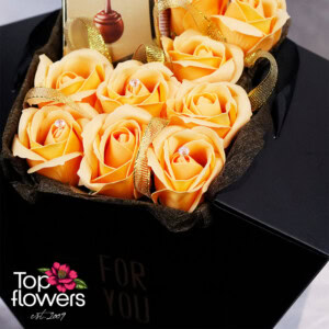 Golden Gesture | Soap Roses in a Box Golden Gesture – soap roses in a luxury open box – flower delivery