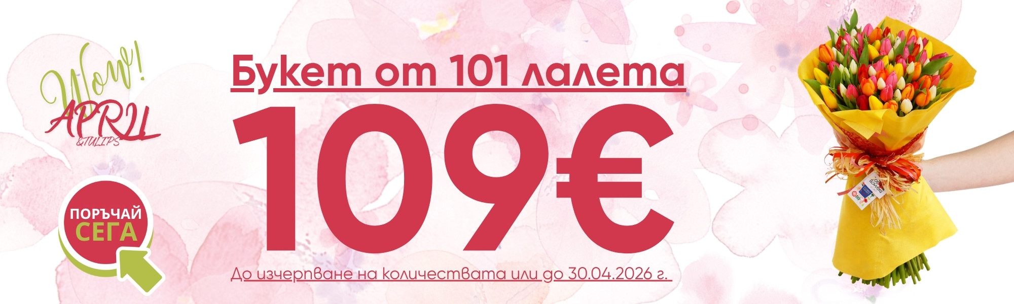 Букет от 101 лалета на ТОП цена!