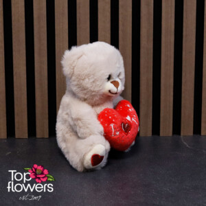 Beige Teddy Bear with Heart | 15 cm
