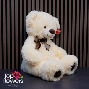 Ecru Teddy Bear with Double Ribbon | 43 cm