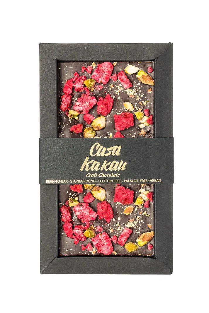 Шоколад с малини и шамфъстък | Casa Kakau 70 гр.